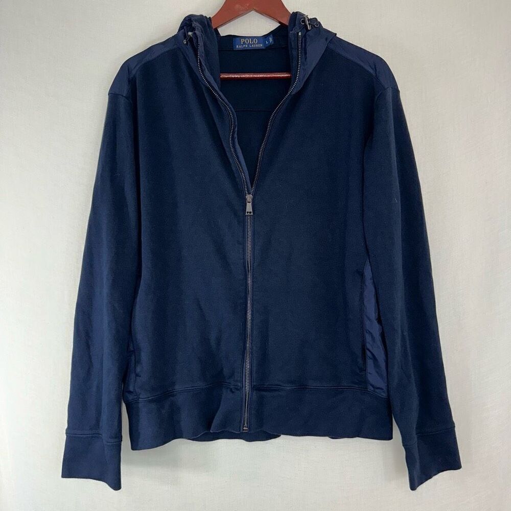 Polo Ralph Lauren Navy Mixed Media Full Zip Jacket Men’s Medium Modern Gropcore